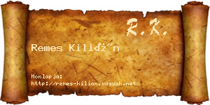 Remes Kilián névjegykártya